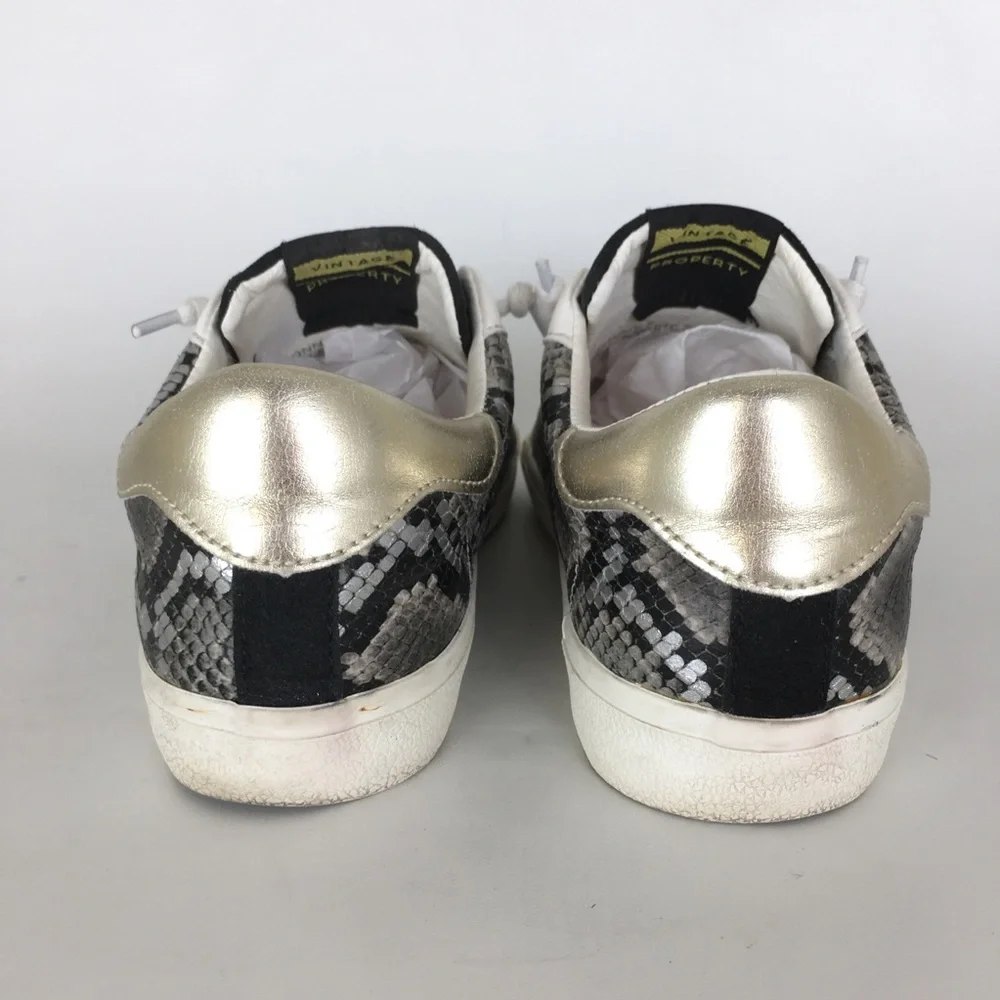Vintage Havana Sonny Snakeskin Sneaker Shoes Women’s Size 8 Black White
